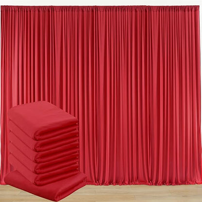 Outpain 30 ft x 8 ft Red Backdrop Curtain Panels, 6 Panels 5 ft x 8 ft Wrinkle Free Polyester Photography Backdrop Drapes, Wedding Party Home Decoration Supplies