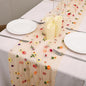 Champagne Floral Table Runner 10 FT, Embroidery Daisy Table Runners Seasonal Sheer Tulle Table Runner for Thanksgiving Wedding Birthday Baby Shower Party ﻿