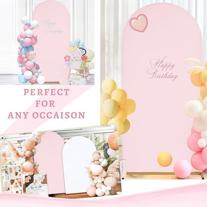 SoarDream Pink Wedding Arch Backdrop Cover 6.6FT Spandex Fitted Pink Wedding Arch Covers Round Top Chiara Arches Backdrop Cover Fabric for Baby Shower Balloon Party Decoration