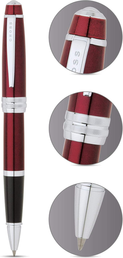 Cross Bailey Refillable Rollerball Pen Presented in a Premium Gift Box - Medium Point, Black Ink, Red