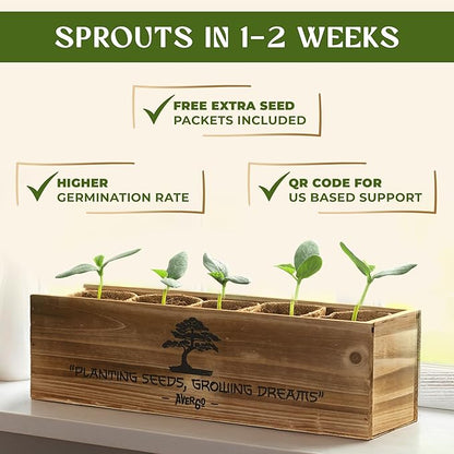 AVERGO Bonsai Tree Kit for Beginners – 5X Unique Japanese Bonzai Trees | Complete Indoor Starter Kit for Growing Plants with Bonsai Seeds, Tools & Planters – Gardening Gifts for Women & Men