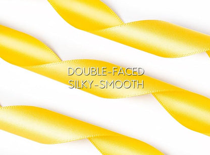 Yellow Ribbon 7/8 Inch x 50 Yards Double-Faced Satin Ribbons for Crafts Gift Wrapping Flower Bouquet Wedding Paper Holiday Decorating