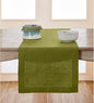 Solino Home Linen Avocado Green Hemstitch Table Runner 60 Inches - 100% Pure Linen Small Table Runner 14 x 60 Inch Ideal for Dresser and Coffee Tables - Classic Hemstitch - Fall, Autumn, Thanksgiving