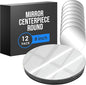 Houseables Mirror Centerpieces for Tables, Round Mirrors for Centerpieces, Mirrored Trays, Round Table Plate Tray, Circle, Glass Charger, Wedding, Center Piece, Small, Base, Candle, 8 Inch, 12 Pack