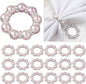 20Pcs Pearl Napkin Rings, Pink Beaded White Silver Round Buckles, Set of 6, Wedding and Formal Dinner Table Decor (20, Pink)