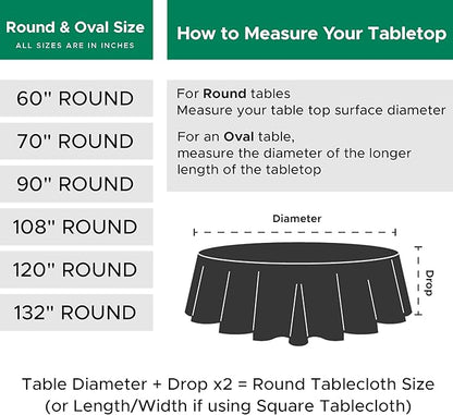 Biscaynebay Textured Fabric Round Christmas Table Cloths 108", Hunter Green Water Resistant Folding Table Covers for Dining, Kitchen, Wedding, Parties etc. Machine Washable