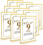 Acrylic Sign Holder 8.5 x 11,9 Pack Clear Sign Holder Double Sided Gold Table Menu Vertical Desktop Display Stand Paper Flyer Holder Tabletop Sign Holder Suitable for Restaurants, Office, Store,Hotels