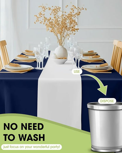 Pureegg White Plastic Table Runners - 20 Pack, 14'' x 108'', Water Resistant & Disposable Centerpiece Decorations for Table Cloth, Wedding, Birthday, Holiday, Baby Shower, Party, Home Decor