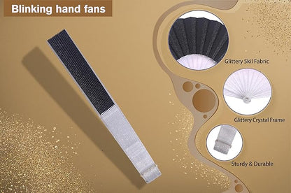 HUNANBANG Glitter Folding Hand Fan for Men Women Acrylic Folding Clack Hand Fan for Music Disco Rave Festival Party Supplies (Glitter slv2gd2)