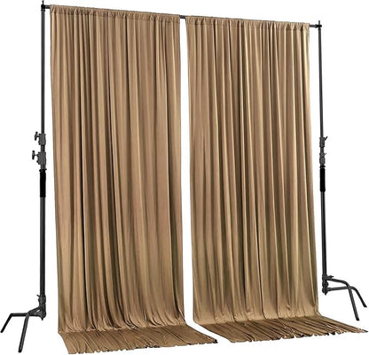 AK TRADING CO. 10 feet x 10 feet Beige Polyester Backdrop Drapes Curtains Panels with Rod Pockets - Wedding Ceremony Party Home Window Decorations