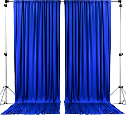 AK TRADING CO. 10 feet x 8 feet IFR Polyester Backdrop Drapes Curtains Panels with Rod Pockets - Wedding Ceremony Party Home Window Decorations - Royal Blue