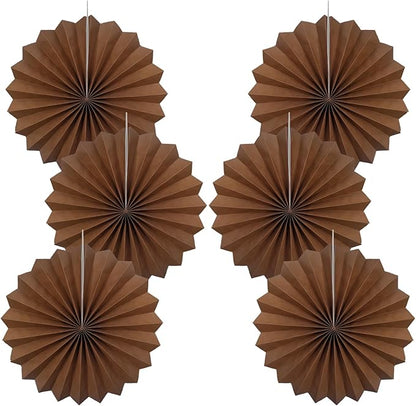 Brown Party Decorations,Brown Wedding Decorations for Party Events Accessories,Brown Birthday Decorations,Boho Party Decoration,Fall Decorations 16in Hanging Paper Fans 30 Color DIY Set(Brown)