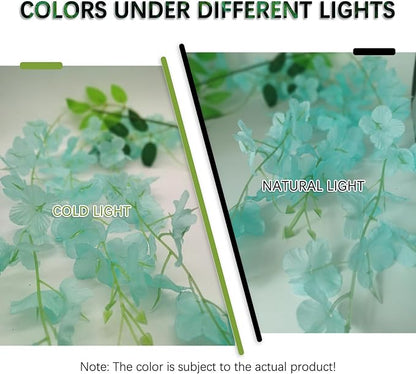 12 Pack Teal Wisteria Hanging Flowers Garland, 3.77 Feet Artificial Flower Vines, Fake Wisteria, Artificial Vines Hanging Garland for Backdrop Outdoor Yard Garden Decor