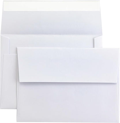 PONATIA 50 PCS 5x7 Envelopes, Self- Adhesive White A7 Envelopes for Weddings, Invitation Cards, Photos, Postcards, Greeting Cards Mailing, Baby Shower, Graduation, Christmas Gift Cards
