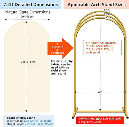 HEMMOTOP 7.2 ft Light Beige Arch Backdrop Cover (No Arch Stand), Ivory Spandex Arch Covers Stretchy Backdrop for Balloon, Wedding, Birthday Party, Baby Shower, Banquet Arch Decoratio