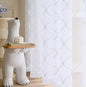 Embroidered Wave Diamond Sheer Curtains White 95 Inches, Window Treatments Rod Pocket Drapes for Living room, Bedroom, Semi Voile Curtain Panels for Yard, Patio, Villa, Parlor, Set of 2, 52"x95".