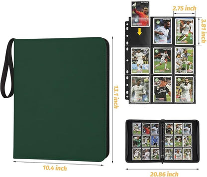 Trading Card Binder, 720 Pockets Card Binder, 9-Poccket Sided Pocket Sports Card Binder, Premium Card Binders Compatible with MTG, TCG, Baseball Cards(Dark Green)