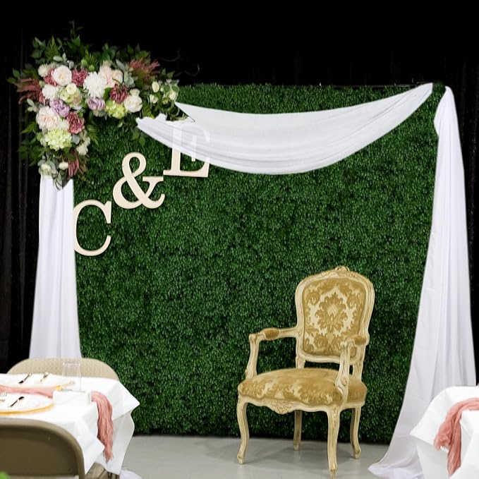 White Wedding Arch Draping Fabric 20Ft Long Chiffon Fabric Drapes 2 Panels White Chiffon Drapes for Romantic Wedding Ceremony Reception Swag Chiffon Fabric Drape for Party Ceremony Arch Stage