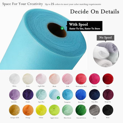 Light Blue Tulle Fabric Rolls 54 Inch by 40 Yards Tulle Bolt Spool for Wedding Decorations DIY Tutu Baby Shower Table Skirt Ceiling Decor Birthday Party Craft Supplies