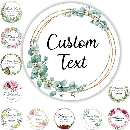 150 Pack Custom Stickers Personalized Stickers Labels for Business Logo Customized Vinyl Stickers for Wedding Favors Birthday Baby Bridal Shower Make Your Own Stickers 1 Inch-10 Inch
