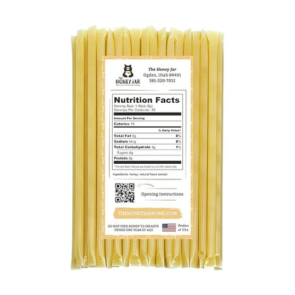 The Honey Jar Vanilla Flavored Honey Sticks - Pure Honey Straws For Tea, Coffee, or a Healthy Treat - One Teaspoon of Flavored Honey Per Stick - Made In The USA with Real Honey - (50 Count)