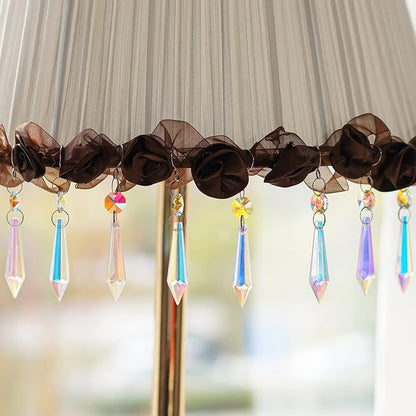 20PCS Chandelier Icicle Crystal Prisms Suncatcher,55mm Chandelier Crystals Replacement, AB Colors Crystals for Chandeliers with Hooks for Windows Wedding Lamp Decoration