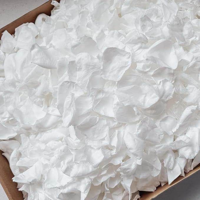 300 PCS Real White Rose Petals for Wedding, 2.82oz Fresh Rose Petals for Flower Girl to Throw, Flower Petal for Romantic Night Table Shower Party Decor