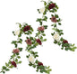 Burgundy Artificial Rose Garlands Rose Vines Leaves Banners Hanging Floral Garland Fake Rose Flower Vine for Wedding Arch Ceremony Home Garden Outdoor Party Wall Decorations