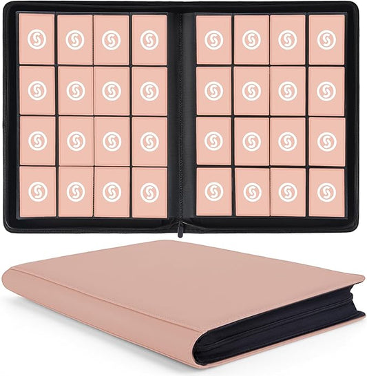 1000+ Pockets Trading Card Binder, Premium 16 Pocket Card Binder, Ringless Side Loading Collection Album Holder Folders for MTG, TCG, Game Cards & Sports Cards (Pink)