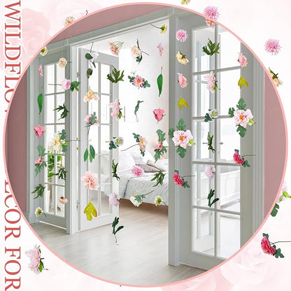 XunYee 6 Pcs 35.4 ft Flower Garlands Hanging Wildflower Backdrop Decoration Artificial Floral Garlands Fake Flower Vines Faux Silk Wildflower Decor for Halloween Fall Wedding Garden Wall Arch(Blossom)