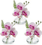 Pink Orchids Artificial Flowers Faux Orchids Arrangement in Clear Glass Vases Set of 3 Real Touch Phalaenopsis Orchid Flowers Small Fake Orchid Centerpiece for Dining Room Table