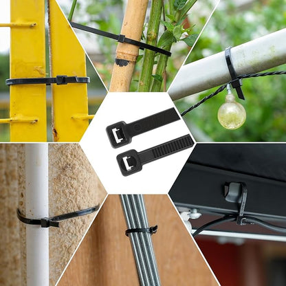 14 Inch Anti Withdrawal Zip Ties 100 LBS Tensile Strength Heavy Duty Cable Wire Ties With Self-Locking Adjustable More Durable Nylon Tie Wraps for Indoor Outdoor（100 Pack）