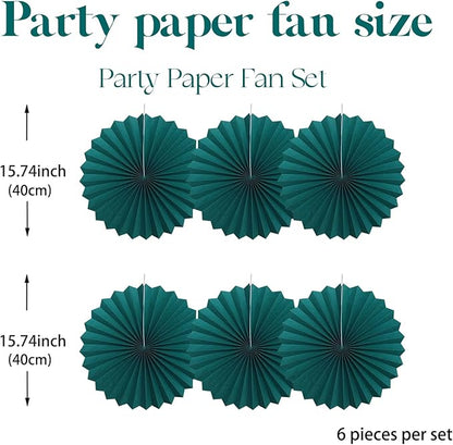 Green Birthday Decorations,DIY Green Paper Fans Hanging Decoration ,Party Supplies Party Fans 16in, Cactus Party Decorations,Wedding Graduation Events Accessories 30 Color DIY Set (Blackish Green)