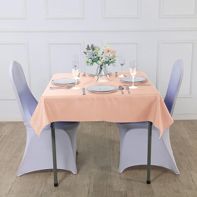 Cupuamon Square Tablecloth 90x90 inch Washable Polyester Fabric Table Cloth for Wedding Party Dining Banquet Decoration（90x90,Dusty Pink）