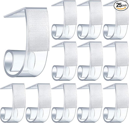 Boao 25 Pieces Table Skirting Clips SMC Model Plastic Tablecloth Clips for Table 1.5-2 Inch with Hook and Loop for Meeting Party Indoor Outdoor Events