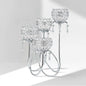 4 Arms Crystal Candelabra Tealight Holder - Tall 15.7 Inch Elegant Centerpiece with Crystal Pendant Bowls & Artistic Metal Stand for Wedding, Dining Table, Home Decor (1, Silver)