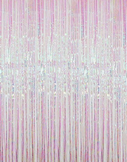 GOER 3.2 ft x 9.8 ft Metallic Tinsel Foil Fringe Curtains Party Photo Backdrop Party Streamers for Birthday,Graduation,New Year Eve Decorations Wedding Decor (4 Packs,Iridescent)