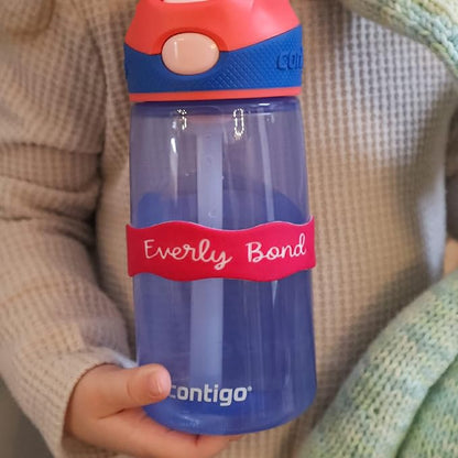 InchBug Orbit Labels - Baby Bottle Name Labels for Daycare, Sippy Cup Bands - Engraved Silicone, Reusable, Dishwasher Safe, White Contrasting Personalization, 4-Pack (Nautical Navy)