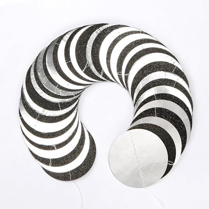 Black-Silver Birthday Graduation Party-Decorations Streamers - 52Ft Hanging Paper Garland Banner,Bachelorette Wedding Baby Bridal Shower New Years Supplies Backdrop Decor Hugtmr
