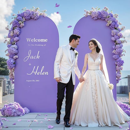 6FT Lavender Arch Backdrop Cover - Polyester Fitted Wedding Arch Stand Covers Round Top Chiara Arch Backdrop Cover for Birthday Party Banquet Photo Background Decoration