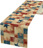 4th of July Table Runner, Rustic Vintage Country Red White Blue American Stars Independence Day Print Table Cover for Farmhouse Kitchen Dining Table Decor, 13x90inch