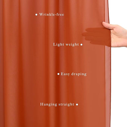 Wedding Arch Draping Fabric 2 Panels 20Ft Length x 28" Width Terracotta Photography Arch Drapes Chiffon Fabric Sheer Curtains Backdrop for Party Bridal Wedding Ceremony Ceiling Stage Reception Decor