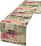 Patchwork Flower Table Runner,Abstract Colorful Floral Retro Style Hand Drawn Tablecloth Burlap for Hotel Indoors Outdoor Dining Room Kitchen Home Decor,W13X L90 in