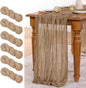 MLMW 6 Pack Fall Table Runner Boho Nude Brown Cheesecloth Table Runner Autumn Gauze Rustic Tan Cheese Cloth 160 inch 13.3ft for Thanksgiving Wedding Party Baby Bridal Shower Birthday