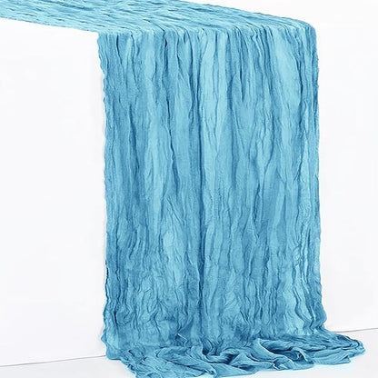 6 Pack Baby Blue Cheesecloth Table Runner 35x120 Inch 10Ft Rustic Gauze Cheese Cloth Table Runner Sheer Cheesecloth Table Runners for Wedding Party Bridal Shower Decoration
