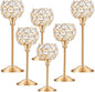 Crystal Candle Holders Set of 16 for Wedding Centerpieces Gold Or Silver Candle Holders Bulk Decorative Tealight Candle Holder for Wedding, Party,Table Centerpieces Decoration (Golden, 2 Sets(6 Pcs))