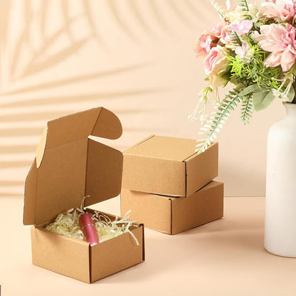 Qilery 60 Pcs Shipping Boxes Cardboard Gift Corrugated Cardboard Brown Boxes Mailer Packaging for Mailing Small Business Present (4x 4 x 2 Inch)