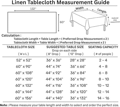 Solino Home Linen Red Tablecloth 60 x 132 Inch - 100% Pure Linen Rectangular Tablecloth - Machine Washable Table Cloth for Christmas, Fall, Autumn - Fete