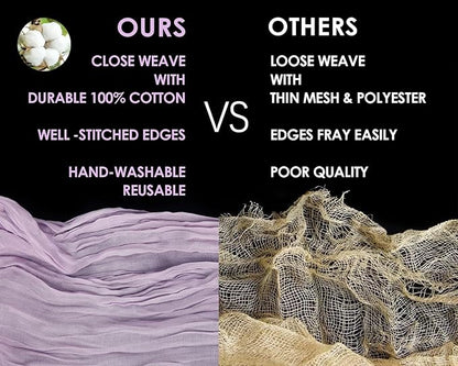 Lilac Purple Cheesecloth Table Runner Boho 10ft Gauze Cheese Cloth Gorgeous Table Runner for Baby Shower Wedding Bridal Shower Fall Thanksgiving Table Decor