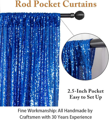 ShinyBeauty Sequin Curtain Royal Blue 4FTx8FT Sequin Photo Backdrop Royal Blue Sequin Backdrop Curtain Glitter Photography Backdrop Bridal Shower Backdrop for Wedding